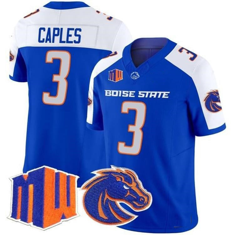 B.State Broncos #3 Latrell Caples White Royal 2026 Vapor Limited Stitched American College Jersey