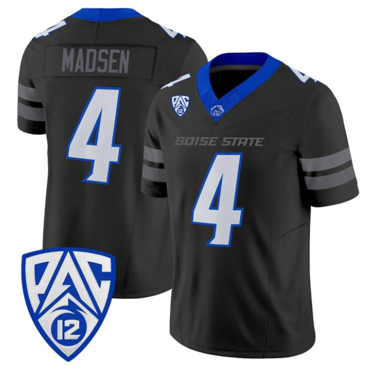 B.State Broncos #4 Maddux Madsen Black 2026 Vapor Limited Stitched American College Jersey