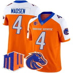 B.State Broncos #4 Maddux Madsen White Orange 2026 Vapor Limited Stitched American College Jersey