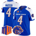 B.State Broncos #4 Maddux Madsen White Royal 2026 Vapor Limited Stitched American College Jersey