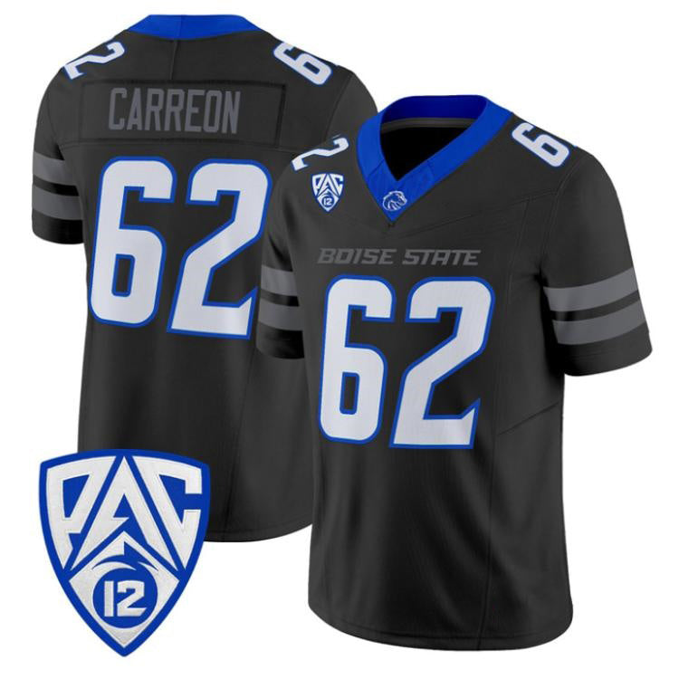 B.State Broncos #62 Roger Carreon Black 2026 Vapor Limited Stitched American College Jersey