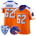 B.State Broncos #62 Roger Carreon White Orange 2026 Vapor Limited Stitched American College Jersey