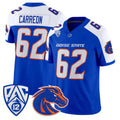 B.State Broncos #62 Roger Carreon White Royal 2026 Vapor Limited Stitched American College Jersey