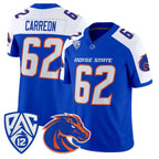 B.State Broncos #62 Roger Carreon White Royal 2026 Vapor Limited Stitched American College Jersey