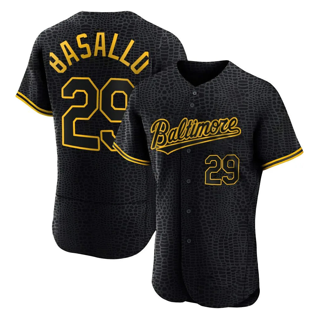 Baltimore Orioles #29 Samuel Basallo Player Black Snake Skin City Limited Elite Home Stitched Baseball Jersey