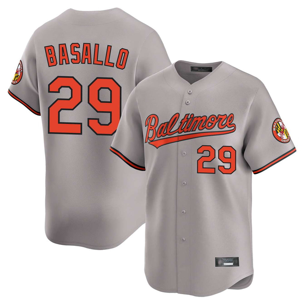 Baltimore Orioles #29 Samuel Basallo Player Gray Limited Home Game Stitched Baseball Jersey
