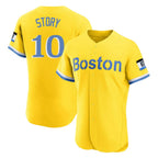 Boston Red Sox #10 Trevor Story Player Yellow Limited Elite Home Game Stitched Baseball Jersey