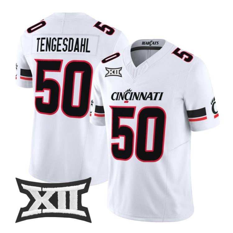 C.Bearcats #50 Evan Tengesdahl White 2026 Vapor Limited Stitched American College Jersey