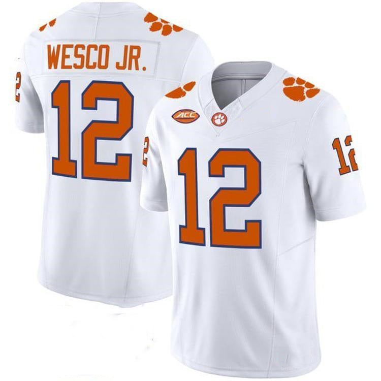 C.Tigers #12 Bryant Wesco Jr. White 2026 Vapor Limited Stitched American College Jersey