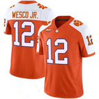 C.Tigers #12 Bryant Wesco Jr. White Orange 2026 Vapor Limited Stitched American College Jersey