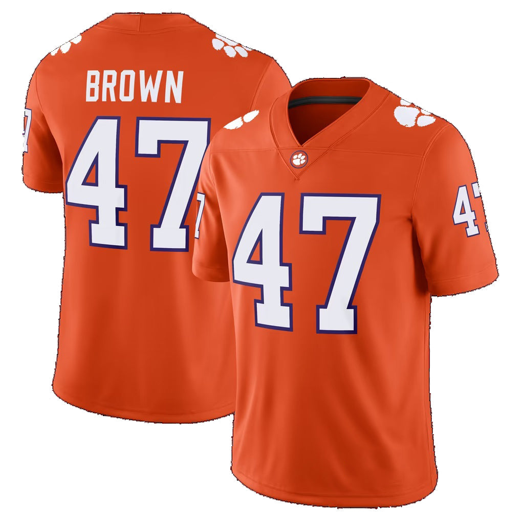 C.Tigers #47 Sammy Brown Orange Game Stitched American College Jersey