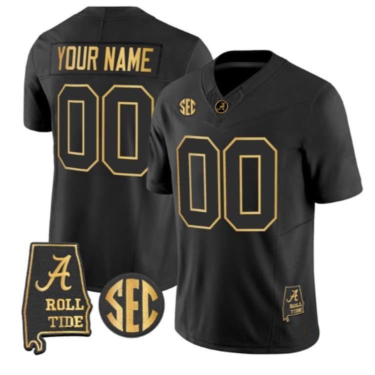 Custom A.Crimson Tide Black Alabama Stitched Limited American College Jersey