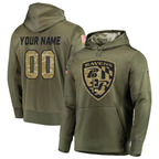 Custom B.Ravens Olive Salute to Service Pullover Hoodie Any Name & Numbers Stitched Football Jersey