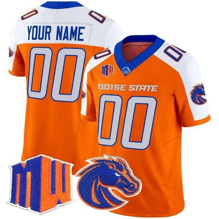 Custom B.State Broncos White Orange 2026 Vapor Limited Stitched American College Jersey