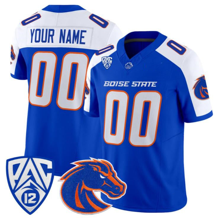 Custom B.State Broncos White Royal 2026 Vapor Limited Stitched American College Jersey