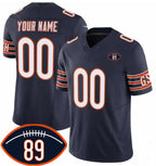Custom C.Bears Active Player Navy 2026 With Mike Ditka 89 Patch F.U.S.E. Vapor Untouchable Limited Stitched Football Jersey