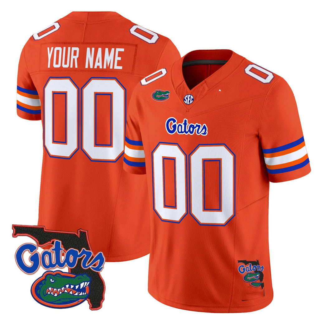 Custom F.Gators Orange 2025 Florida Patch Vapor Limited Stitched American College Jersey