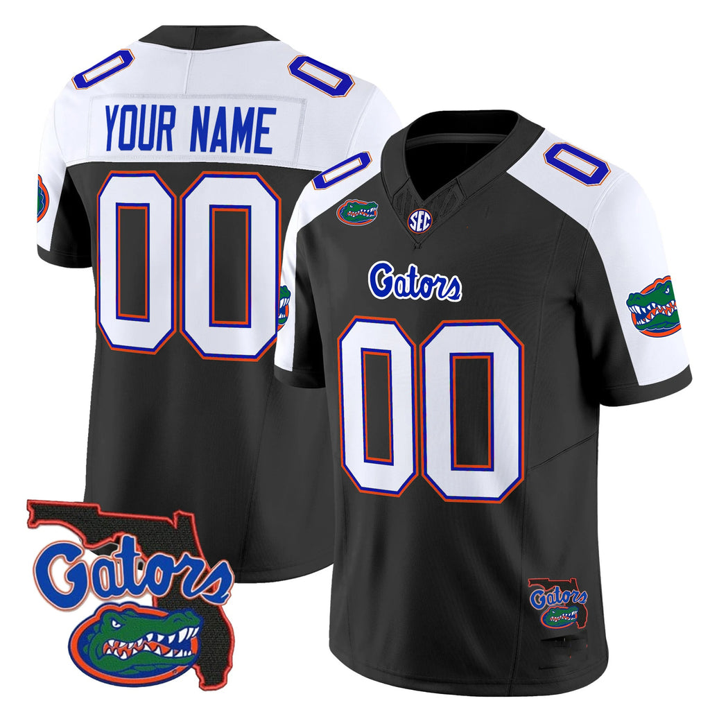 Custom F.Gators White Black 2025 Florida Patch Vapor Limited Stitched American College Jersey