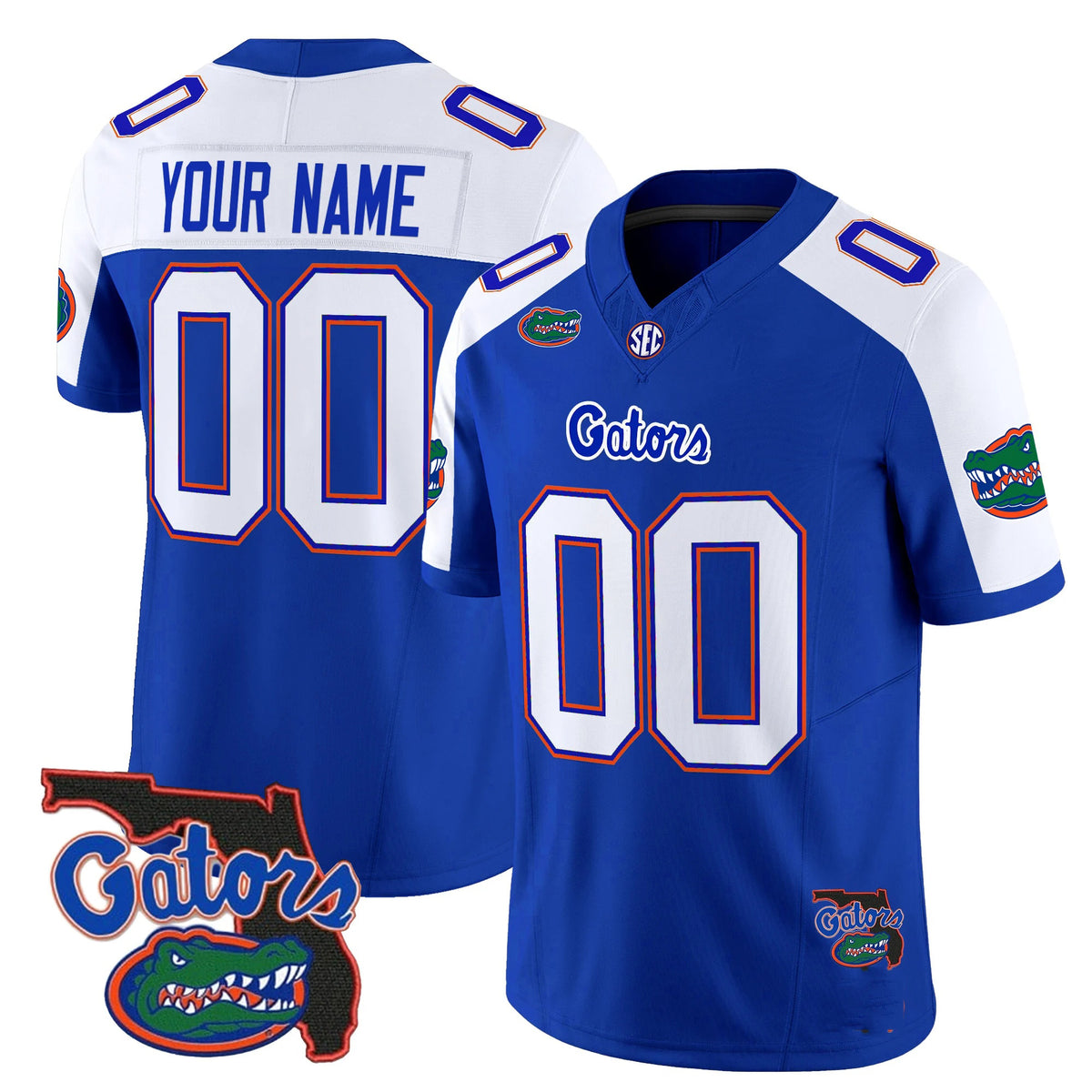 Custom F.Gators White Royal 2025 Florida Patch Vapor Limited Stitched American College Jersey