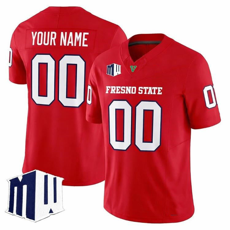Custom F.State Bulldogs Red 2026 Vapor Patch Limited Stitched American College Jersey