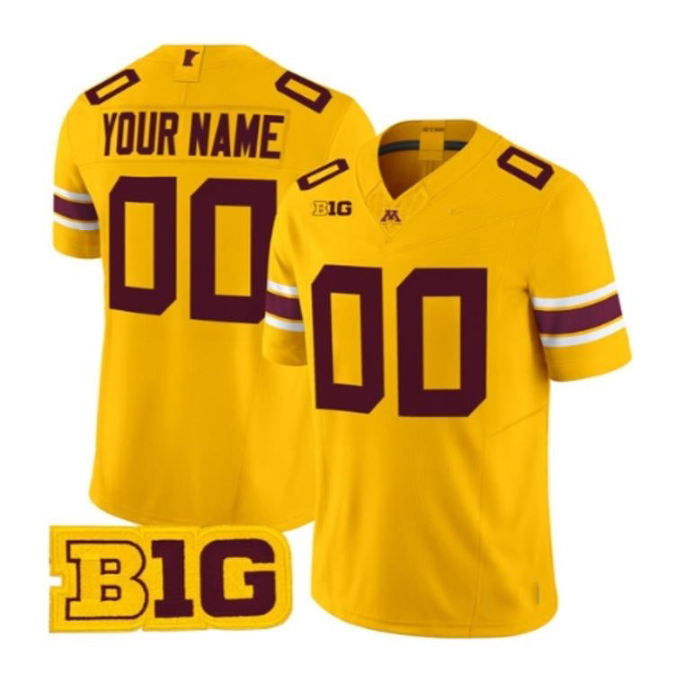 Custom M.Golden Gophers Gold Stitched American College Jersey