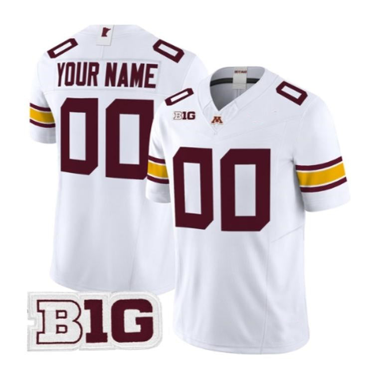 Custom M.Golden Gophers White Stitched American College Jersey