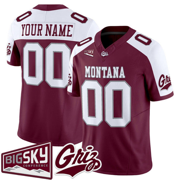 Custom M.Grizzlies Active Player Maroon Alternate 2025 F.U.S.E. Big Sky Patch Vapor Limited V1 Stitched American College Jersey