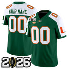 Custom M.Hurricanes White Green 2026 CFP Final Patch Vapor Limited Stitched American College Jersey