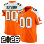 Custom M.Hurricanes White Orange 2026 CFP Final Patch Vapor Limited Stitched American College Jersey