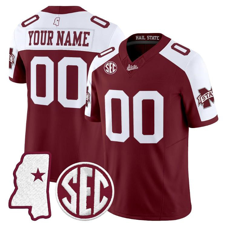 Custom M.State Bulldogs Maroon Vapor Limited Stitched American College Jersey
