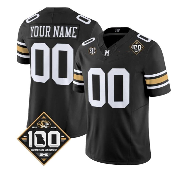 Custom M.Tigers Black 100th 2026 Anniversary Edition Vapor Stitched American College Jersey