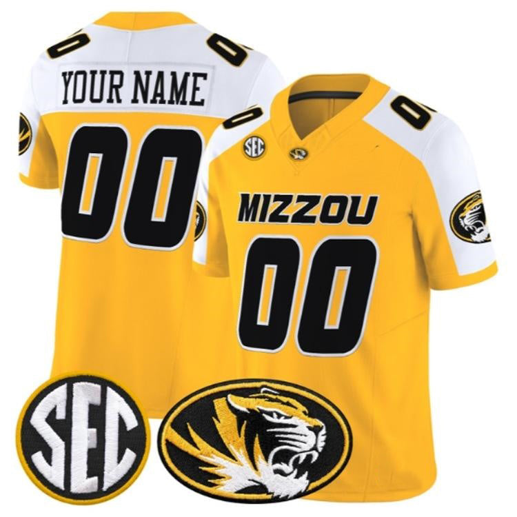 Custom M.Tigers White Gold Vapor Limited All Stitched American College Jersey