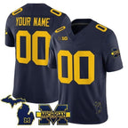 Custom M.Wolverines Navy Vapor Limited Stitched American College Jersey