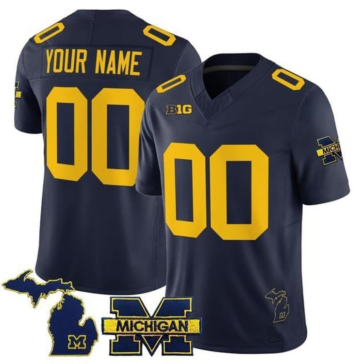 Custom M.Wolverines Navy Vapor Limited Stitched American College Jersey