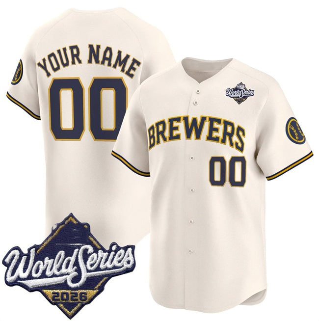 Custom Milwaukee Brewers ACTIVE PLAYER Cream 2026 World Series Limited Stitched Baseball Jersey