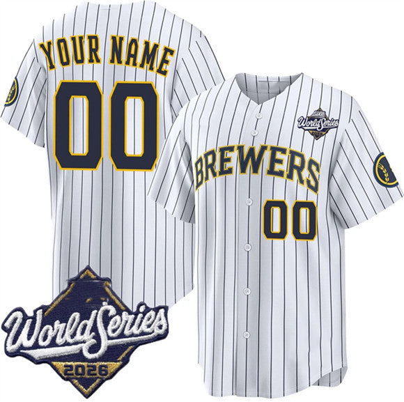 Custom Milwaukee Brewers ACTIVE PLAYER White 2026 World Series Cool Stitched Baseball Jersey