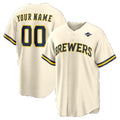 Custom Milwaukee Brewers Cream 2026 World Series Patch Home Replica Baseball Jersey