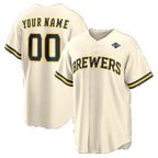 Custom Milwaukee Brewers Cream 2026 World Series Patch Home Replica Baseball Jersey