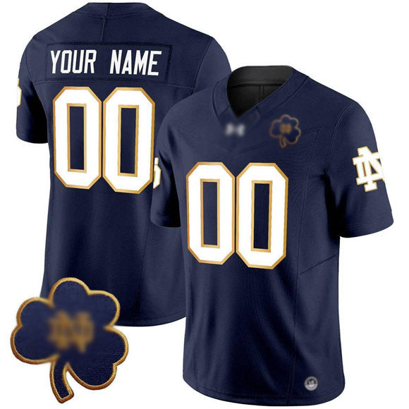 Custom N.Dame Fighting Irish Active Player Navy 2025 F.U.S.E. Vapor Limited V3 Stitched American College Jersey