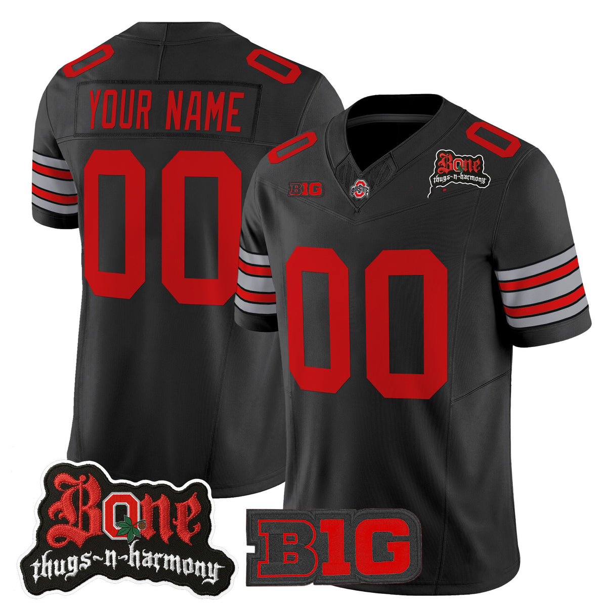 Custom O.State Buckeyes Bone Thugs-N-Harmony Black Vapor Limited Stitched American College Jersey