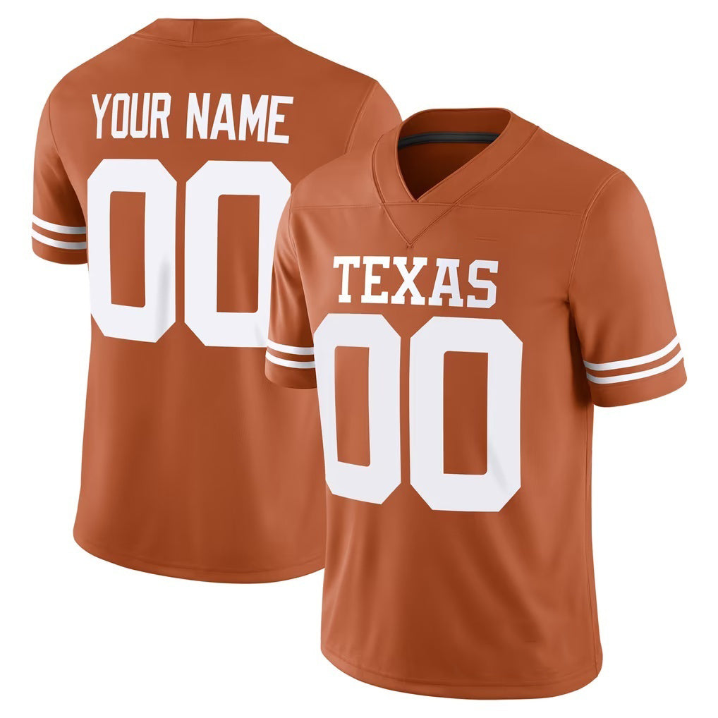 Custom T.Longhorns Texas Orange Game Stitched American College Jersey