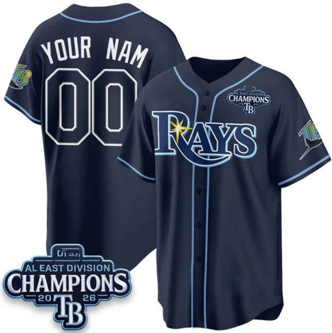 Custom Tampa Bay Rays ACTIVE PLAYER Navy 2026 AL East Champions Patch Limited Stitched Baseball Jersey