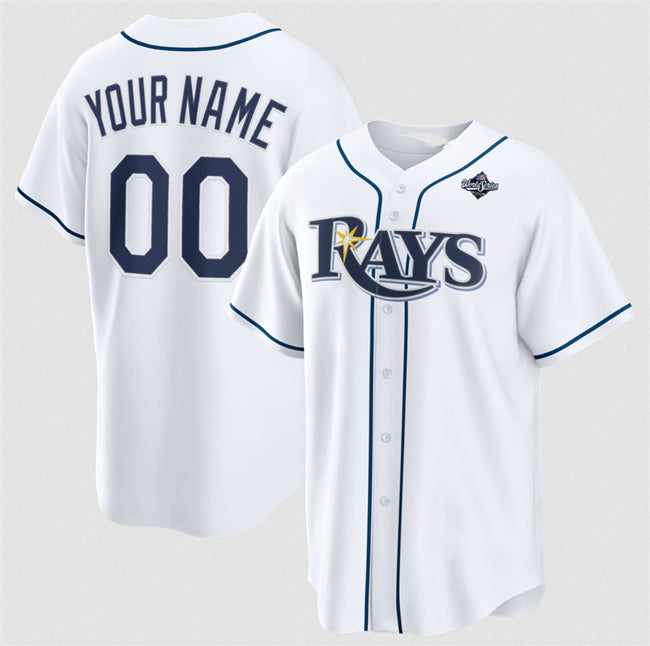 Custom Tampa Bay Rays Active Player White 2026 World Series Home Cool Stitched Baseball Jersey