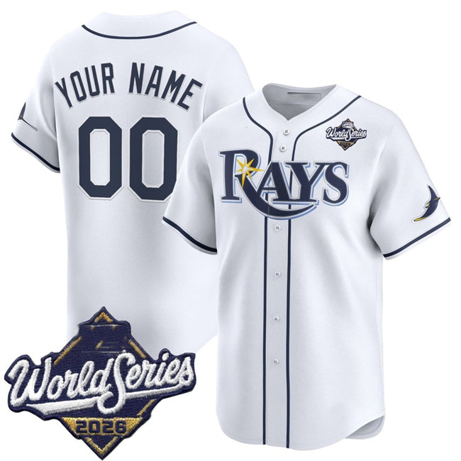 Custom Tampa Bay Rays Active Player White 2026 World Series Home Limited Stitched Baseball Jersey