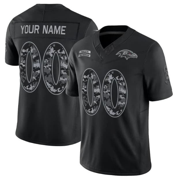 Custom B.Ravens Active Player Black Crouser F.U.S.E. 2026 Salute to Service Limited Stitched Jersey