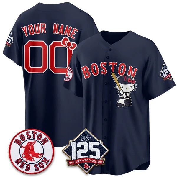 Custom Boston Red Sox Navy Crouser Meow KT Vapor Limited Stitched Jersey