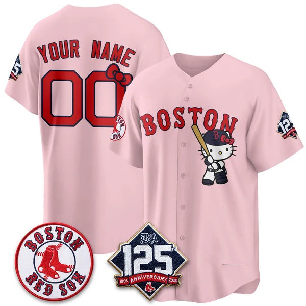 Custom Boston Red Sox Pink Crouser Meow KT Vapor Limited Stitched Jersey