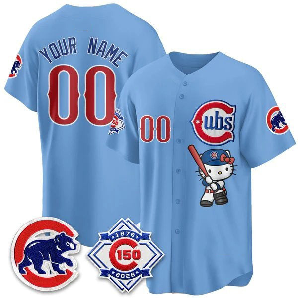Custom Chicago Cubs Blue Crouser Meow KT All Stitched Jersey