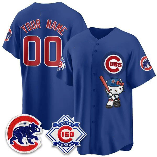Custom Chicago Cubs Royal Crouser Meow KT All Stitched Jersey