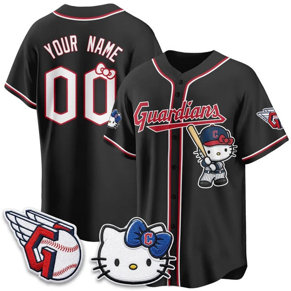 Custom Cleveland Guardians Black Crouser Meow KT Vapor Stitched Jersey